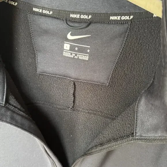 Nike Mens Black 1/4 Zip Fleece Pullover Golf Dri‎ Fit Men's LARGE - Picture 3 of 7
